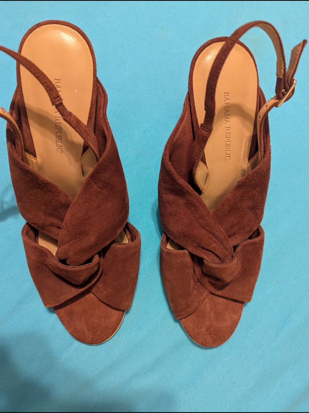 Banana Republic Dark Brown Suede Knot Slingback Heels